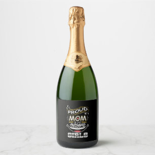 Mother Art   Proud Mum Of Two Awesome Girls Xmas Sparkling Wine Label