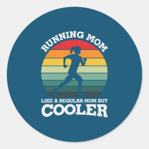 Mother Art Proud Running Mom Classic Round Sticker