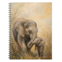 Mother & Baby Elephant Spiral Notebook |