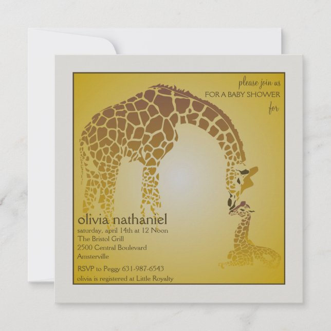 Mother Baby Giraffe - Baby Shower Invitation (Front)