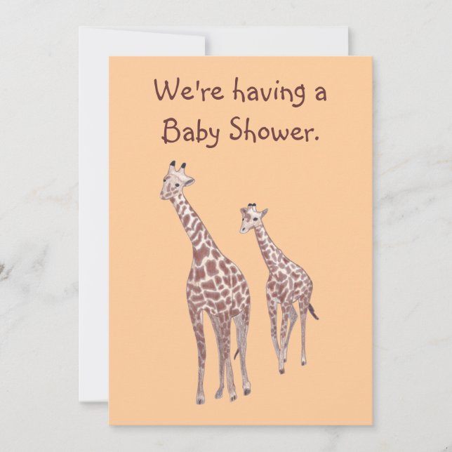 Mother & Baby Giraffes Custom Baby Shower Invites (Front)