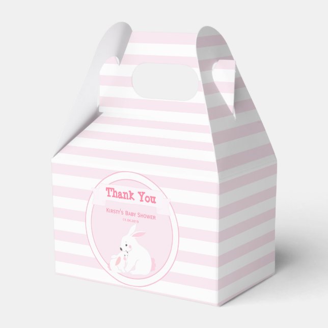 Mother & Baby Girl Bunny | Baby Shower Thank You Favour Box (Front Side)