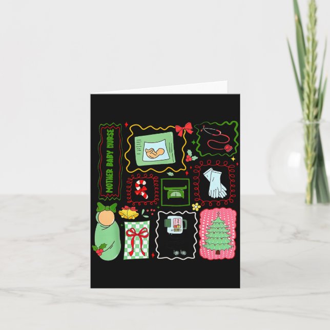 Mother Baby Nurse Christmas Stamp Stpartum Materni Card (Front)