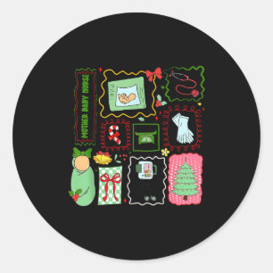Mother Baby Nurse Christmas Stamp Stpartum Materni Classic Round Sticker