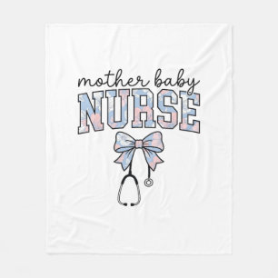 Mother Baby Nurse Floral Bow Shirt Design_1 Fleece Blanket