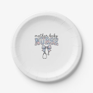 Mother Baby Nurse Floral Bow Shirt Design_1 Paper Plate