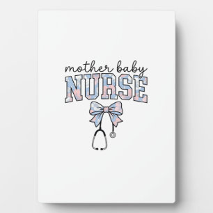 Mother Baby Nurse Floral Bow Shirt Design_1 Plaque