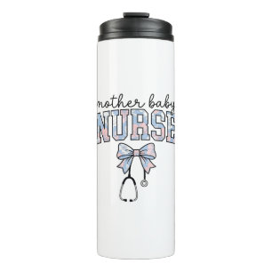 Mother Baby Nurse Floral Bow Shirt Design_1 Thermal Tumbler