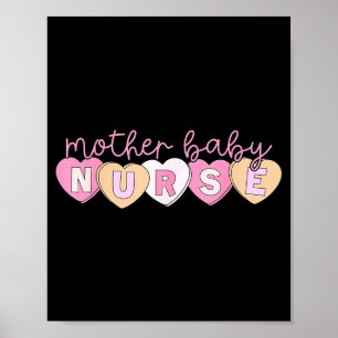 Mother Baby Nurse Hearts Valentine Obgyn Stpartum  Poster