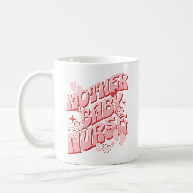 Mother Baby Nurse Postpartum Groovy Mum Nursing Coffee Mug (Left)