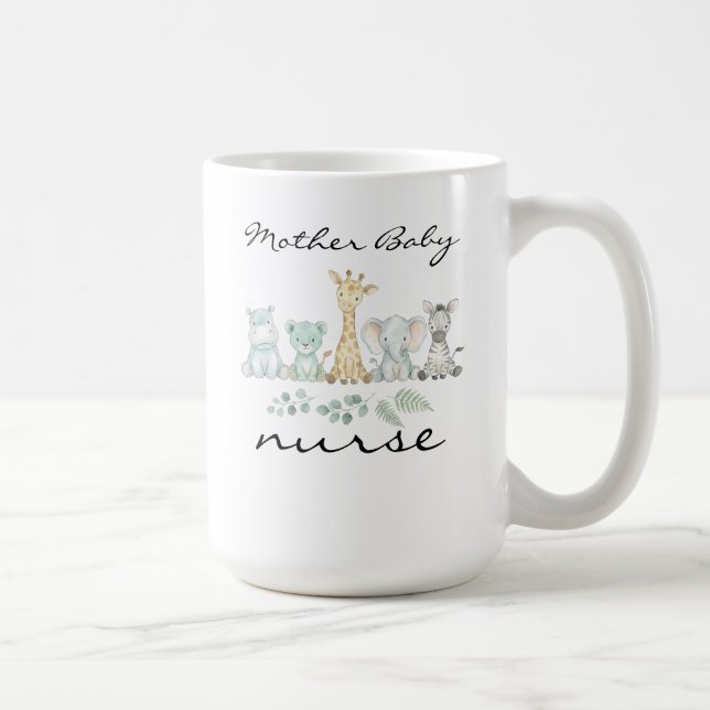 Mother Baby Nurse Safari Jungle Animal Nursery Coffee Mug (Right)