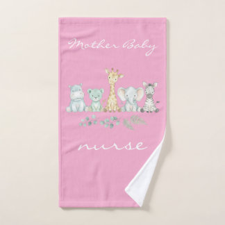 Mother Baby Nurse Safari Jungle Animal Nursery Hand Towel