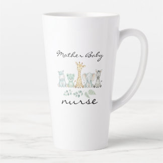 Mother Baby Nurse Safari Jungle Animal Nursery Latte Mug