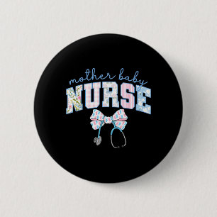Mother Baby Nurse Team Coquette Blue Stethoscope 6 Cm Round Badge