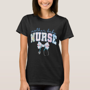 Mother Baby Nurse Team Coquette Blue Stethoscope B T-Shirt
