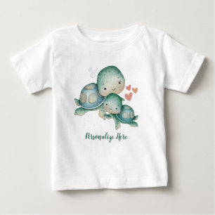 Mother Baby Sea Turtles Ocean Life Personalised T-Shirt