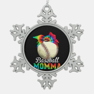 Mother Baseball Momma Birthday Snowflake Pewter Christmas Ornament