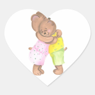 Mother Bear and Her Cub Show Love Heart Sticker