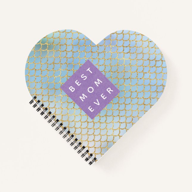 Mother Best Ever mermaid scales blue glitter Notebook (Front)