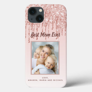 Mother Best Mum Ever photo blush pink glitter iPhone 13 Case