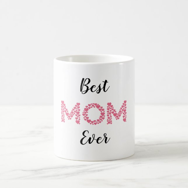 Mother | Best Mum Ever Pink Hearts Personalised Coffee Mug (Center)