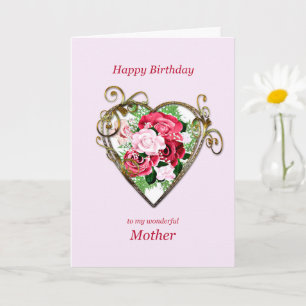 Mother Birthday Antique Painted Roses Card