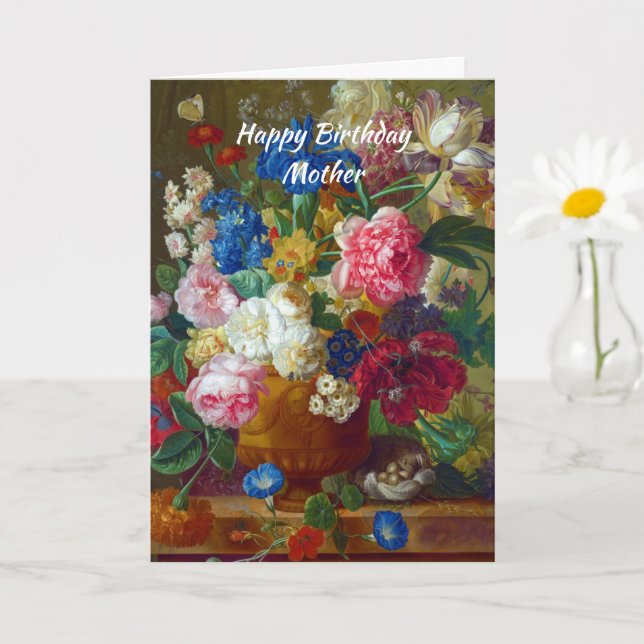 Mother Birthday Flowers Christian Card (Small Plant)