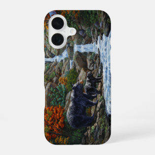 Mother Black Bear & Cub by Waterfall iPhone 16 Case