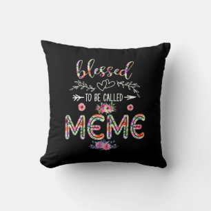 Mother Blessed To Be Called Mom And Meme Flower Cushion