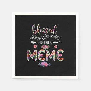 Mother Blessed To Be Called Mom And Meme Flower Napkin