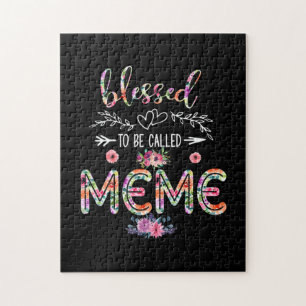 Mother Blessed To Be Called Mum And Meme Flower Jigsaw Puzzle