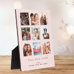 Mother blush pink best mum photo family collage plaque<br><div class="desc">Make your own unique family photo collage as a gift for your mum. Use four, 9 of your favourite photos of your mother, her kids, family, friends or pet! With the text: Best Mum EVER. Personalise and add your names. Elegant blush pink, rose gold coloured background, dark grey text. Perfect...</div>