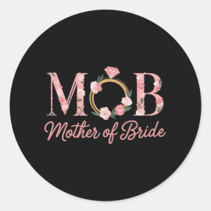 Mother Bride Wedding Mob Floral Pink Diamond Ring  Classic Round Sticker