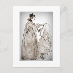 Mother Brushes Her Daughter's Hair Postcard