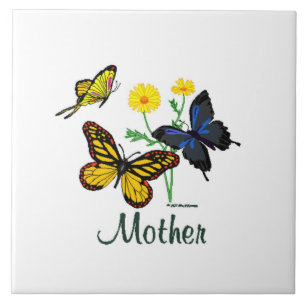 Mother Butterflies Ceramic Tile