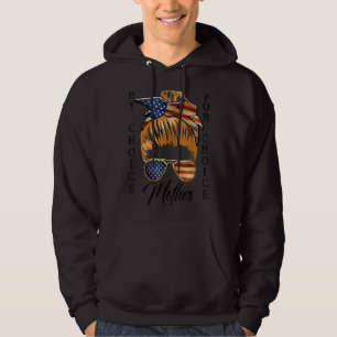 Mother By Choice Pro Choice Messy Bun Us Flag Wome Hoodie