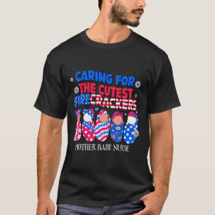 Mother Byby Nurse Patriotic Usa Flag American Inde T-Shirt
