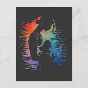 Mother carrying her baby, mum and her baby sketch, postcard