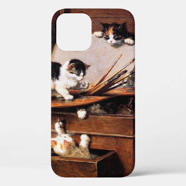 Mother Cat and Kittens on Table Case-Mate iPhone Case (Back)