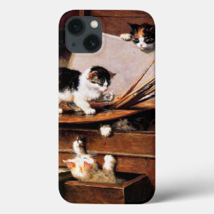 Mother Cat and Kittens on Table iPhone 13 Case