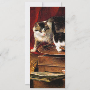 Mother Cat and Kittens on Table Invitation