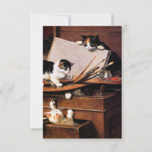 Mother Cat and Kittens on Table RSVP Card