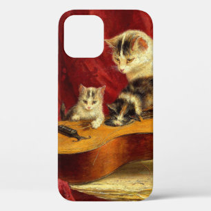 Mother Cat and Kittens Playing with Guitar iPhone 12 Case