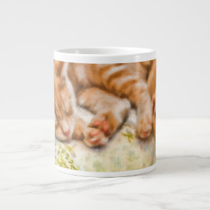 MOTHER CAT BABY KITTEN NAP LARGE COFFEE MUG