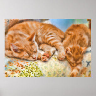 MOTHER CAT KITTEN NAP POSTER