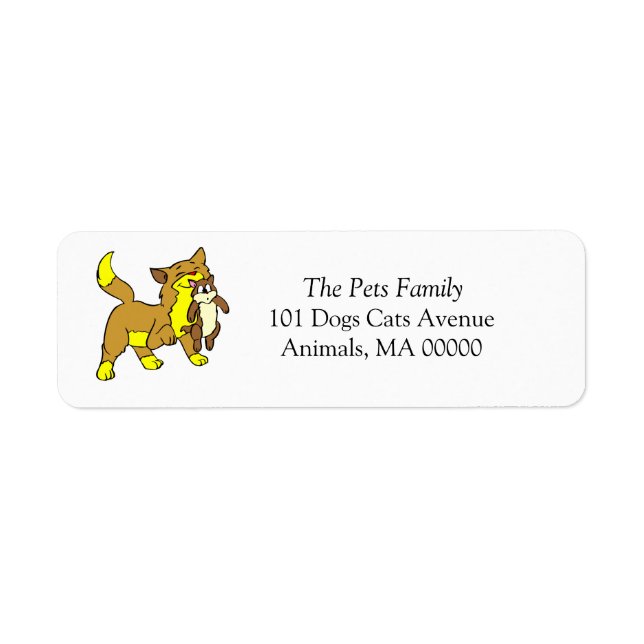 Mother Cat Kitten Return Address Labels Stickers (Front)
