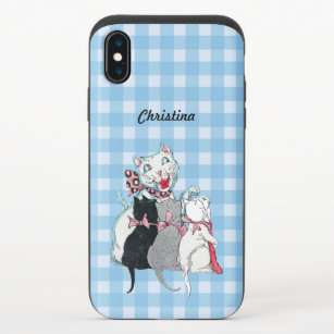 Mother Cat Three Cute Kittens Pink Bows Plaid iPhone X Slider Case