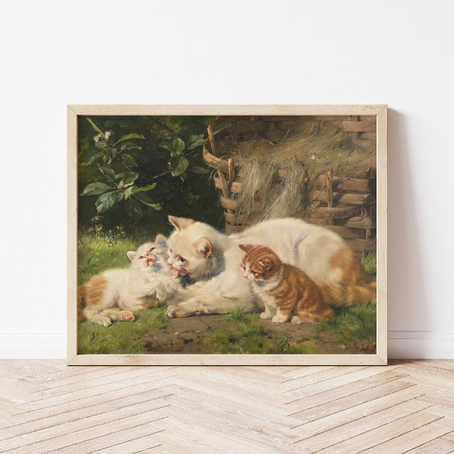 Mother Cat with Kittens | Julius Adam the Younger Poster (Creator Uploaded)