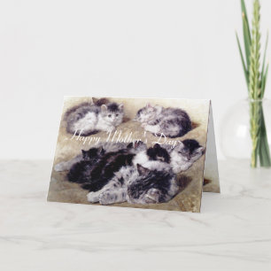 MOTHER CAT WITH KITTENS / Mother's Day Roses Card