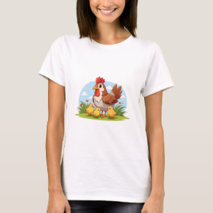 mother chicken and little yellow chicks T-Shirt